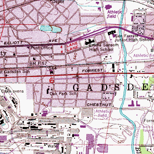 Topographic Map of Etowah Cumberland Presbyterian Church, AL