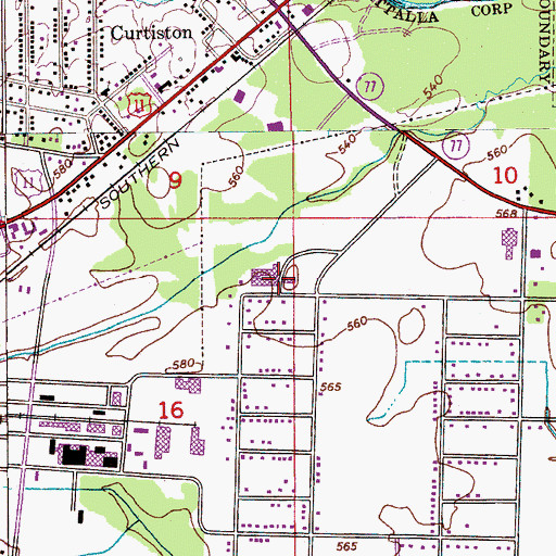 Topographic Map of Etowah High School, AL