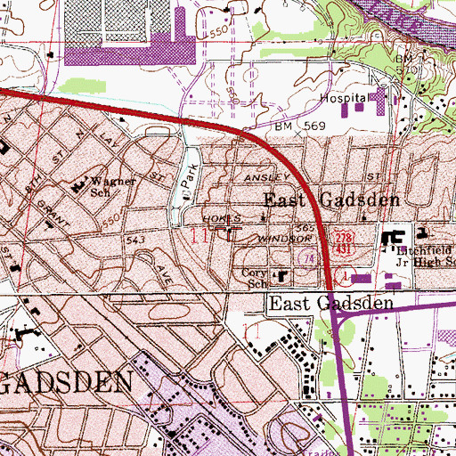 Topographic Map of Evangel Church, AL