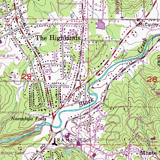 Topographic Map of Falls Church of Christ, AL