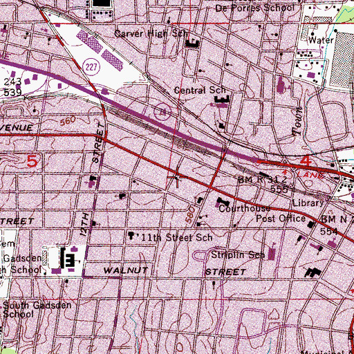 Topographic Map of First Christian Church, AL