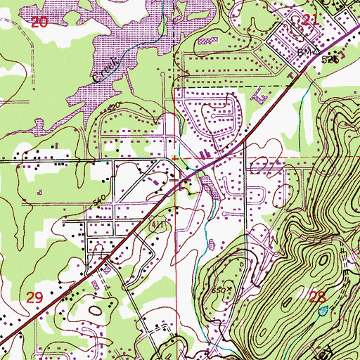 Topographic Map of First Church of God, AL