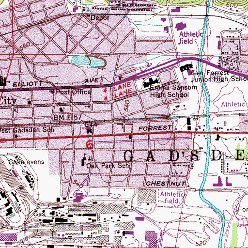 Topographic Map of First Freewill Baptist Church, AL