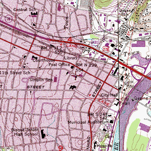 Topographic Map of First Presbyterian Church, AL