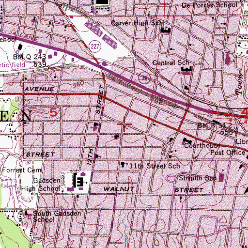 Topographic Map of First Southern Methodist Church, AL