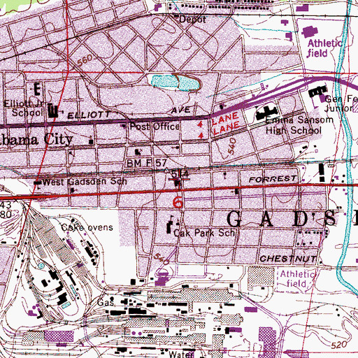 Topographic Map of Forrest Avenue Baptist Church, AL