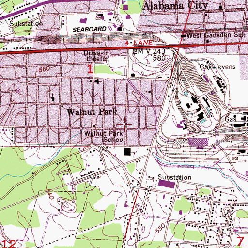 Topographic Map of Gadsden Bible Missionary Church, AL