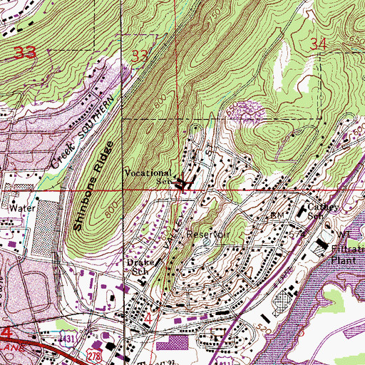Topographic Map of Gadsden State Technical Institute, AL