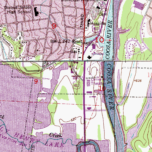 Topographic Map of Genie Drew Village Shopping Center, AL