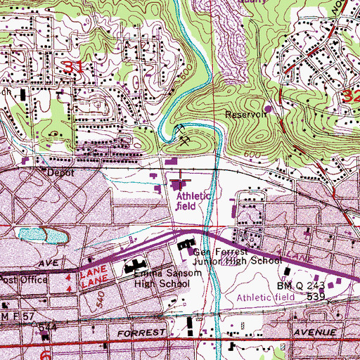 Topographic Map of George W Floyd Elementary School, AL