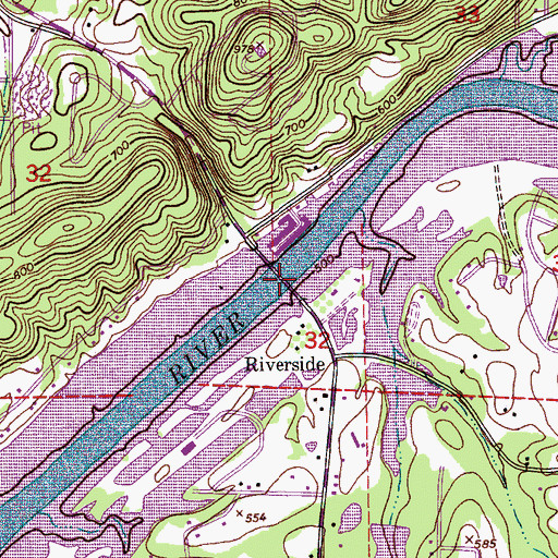 Topographic Map of Gilbert Bridge, AL
