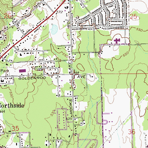 Topographic Map of Goldenrod Avenue Baptist Church, AL
