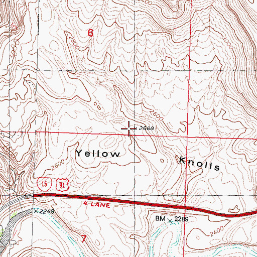 Topographic Map of Yellow Knolls, AZ