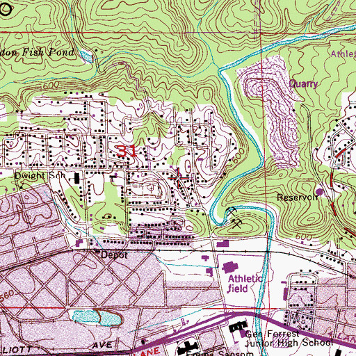 Topographic Map of High Street Baptist Church, AL