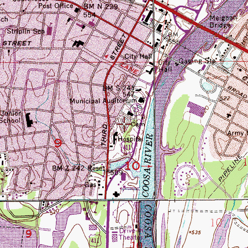 Topographic Map of Hughes Cemetery, AL