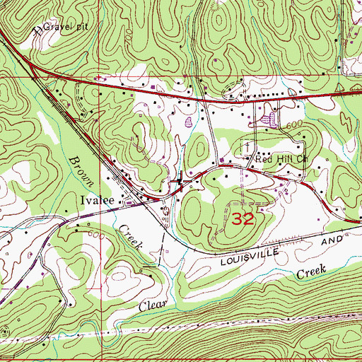Topographic Map of Ivalee Baptist Church, AL