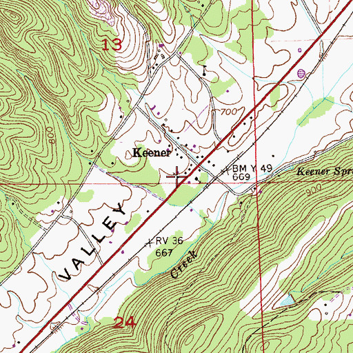 Topographic Map of Keener Baptist Church, AL