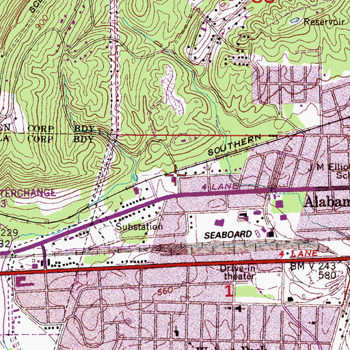 Topographic Map of Kingdom Hall of Jehovahs Witnesses, AL