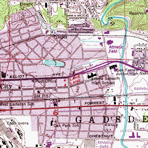 Topographic Map of Kyle Avenue Baptist Church, AL