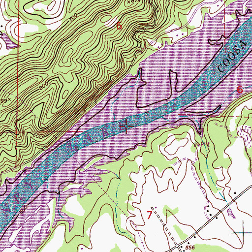 Topographic Map of Listers Ferry (historical), AL