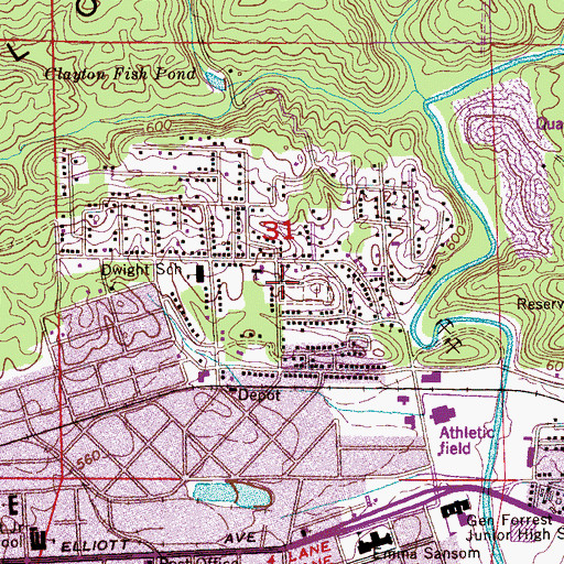 Topographic Map of Malone Baptist Church, AL