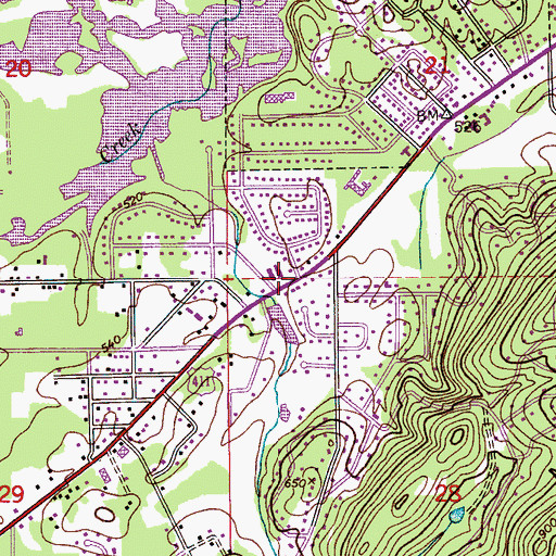Topographic Map of Meadowbrook Baptist Church, AL
