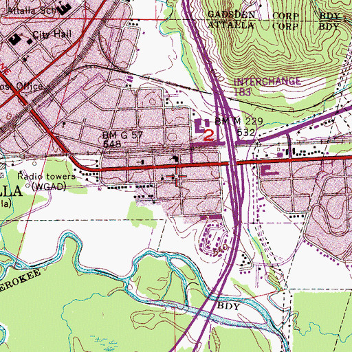 Topographic Map of Mount Calvary Baptist Church, AL