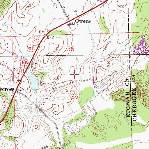 Topographic Map of Mountain View Camp, AL