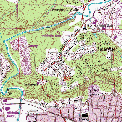 Topographic Map of Noccalula Church of God, AL