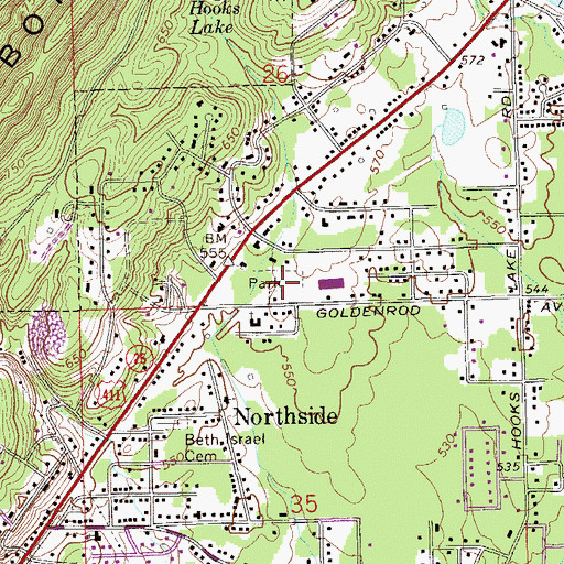 Topographic Map of North Gadsden Park, AL