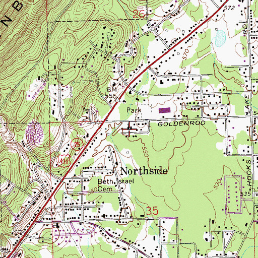 Topographic Map of North Gadsden United Methodist Church, AL