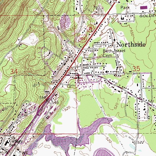 Topographic Map of North Highland Baptist Church, AL