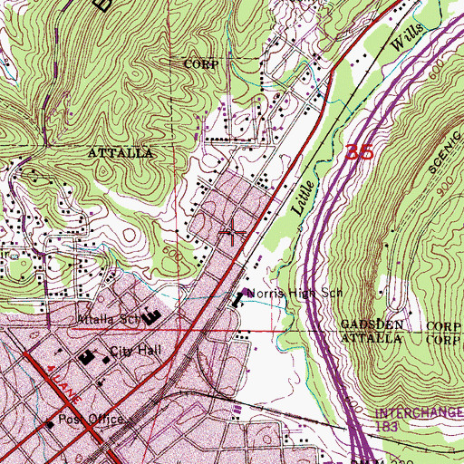 Topographic Map of Northside Baptist Church, AL