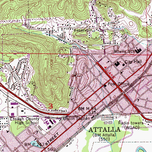Topographic Map of Pentecostal Church of God, AL