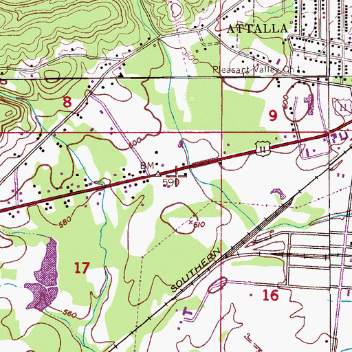 Topographic Map of Pilgrims Rest Primitive Baptist Church, AL