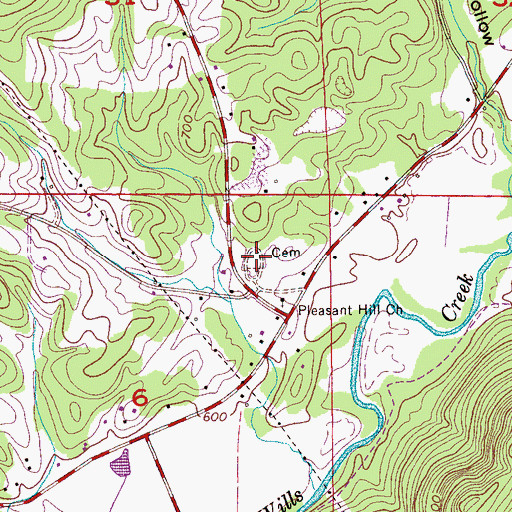 Topographic Map of Pleasant Hill Cemetery, AL