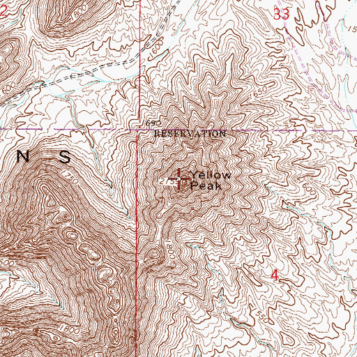Topographic Map of Yellow Peak, AZ