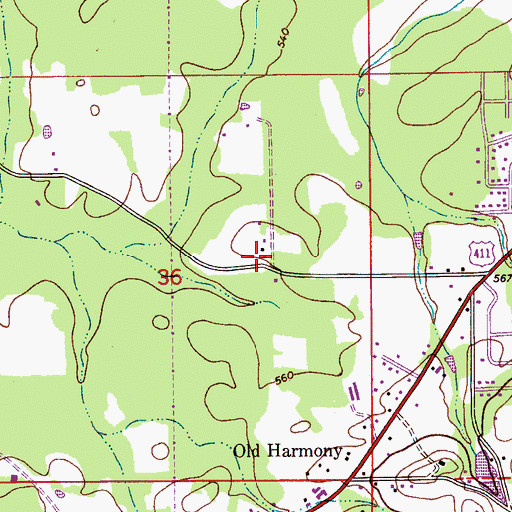 Topographic Map of Rainbow Middle School, AL