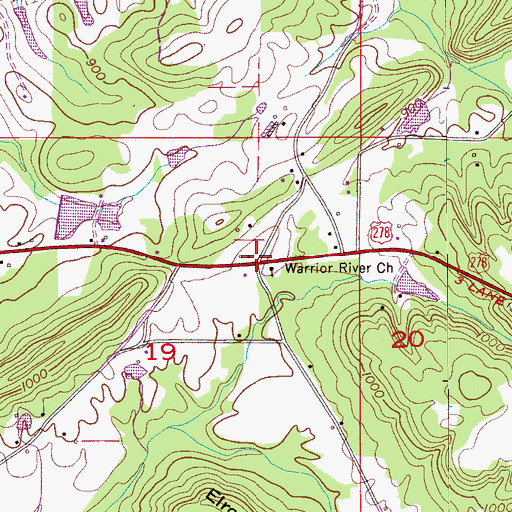 Topographic Map of Redbud, AL