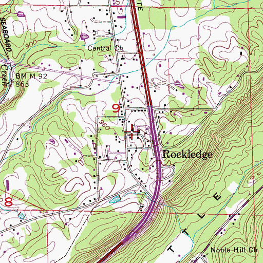 Topographic Map of Rockledge Baptist Church, AL