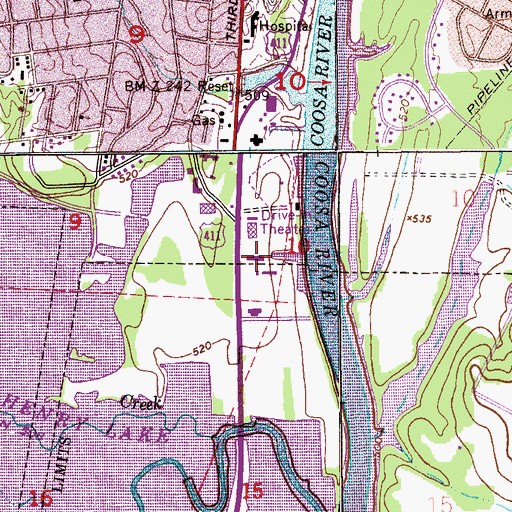 Topographic Map of Saint James School, AL