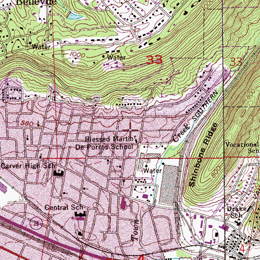 Topographic Map of Saint Martin Deporres Catholic Church, AL