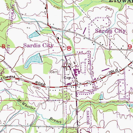 Topographic Map of Sardis Baptist Church, AL