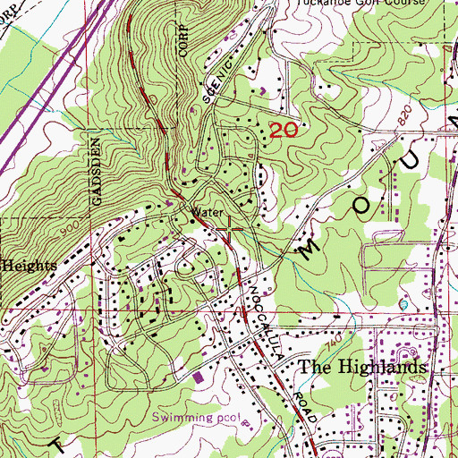 Topographic Map of Sequoyah Park, AL