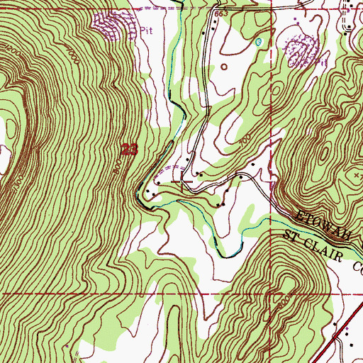Topographic Map of Shahan (historical), AL
