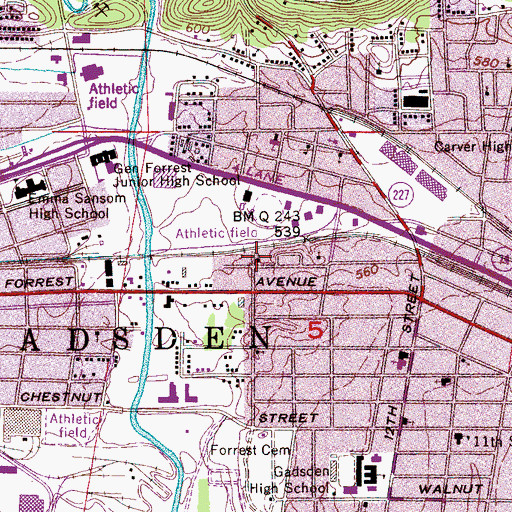 Topographic Map of Sixteenth Street Baptist Church, AL