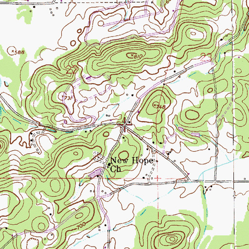 Topographic Map of Smiths Crossroads, AL
