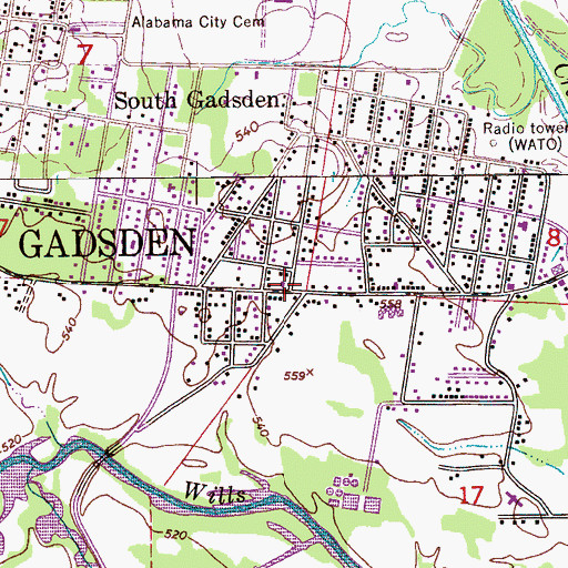 Topographic Map of South Eleventh Street Baptist Church, AL