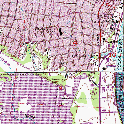 Topographic Map of South Highland Baptist Church, AL