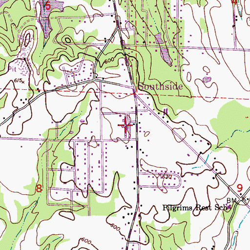 Topographic Map of Southside High School, AL